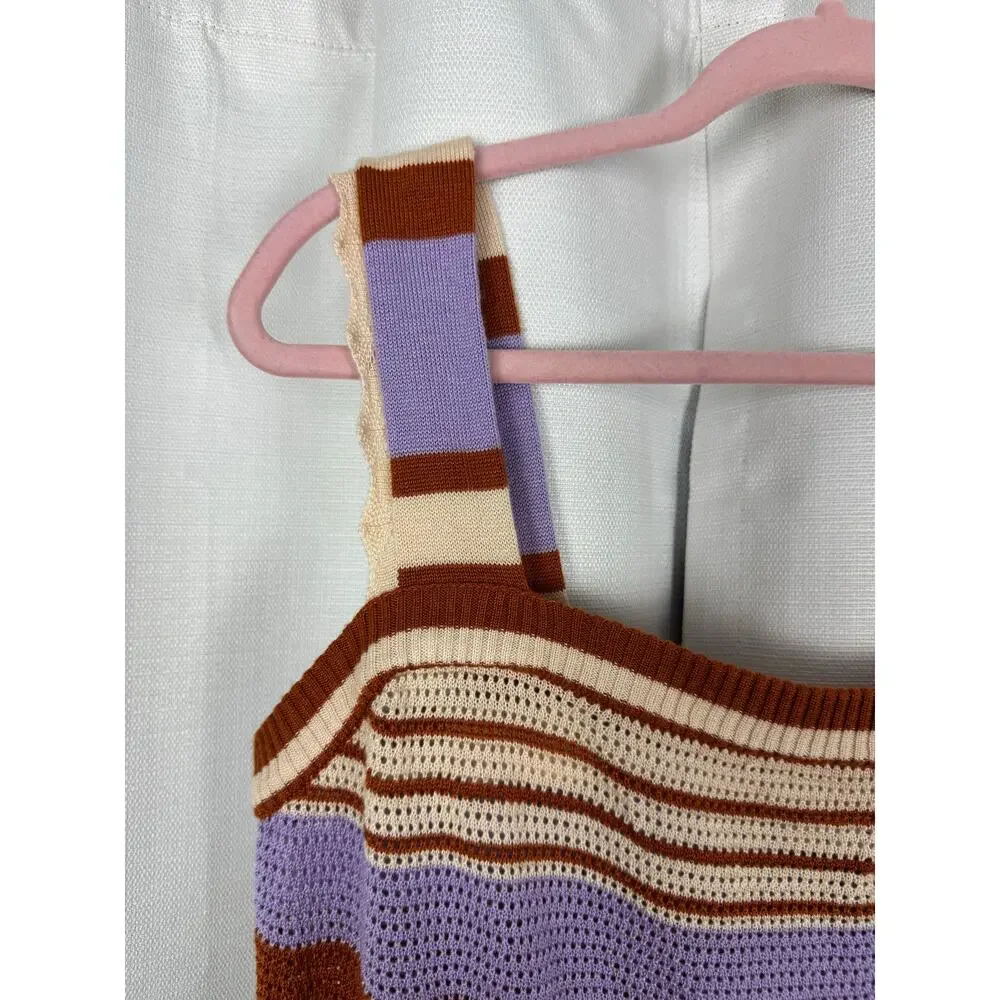 Eloquii Crochet Knit Tank 18/20 Striped Boho Peplum Cottagecore Festival Top - Picture 3 of 5